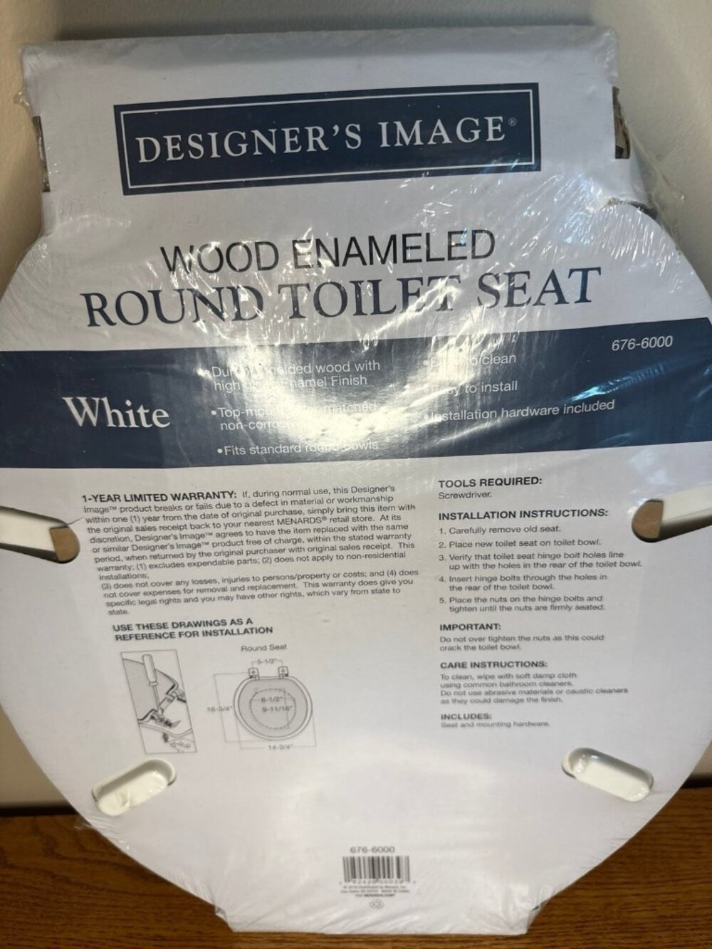 Designers Image Wood Enameled White Round Toilet Seat 676-6000 Model# T6C4R1-00 - Picture 2 of 2